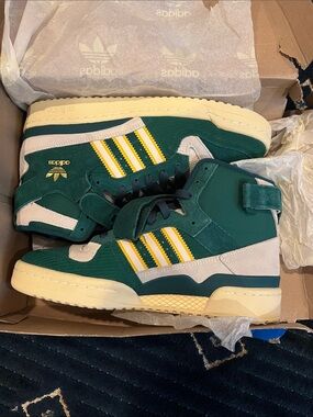 adidas High-Top Sneakers in Green, Yellow and Cream